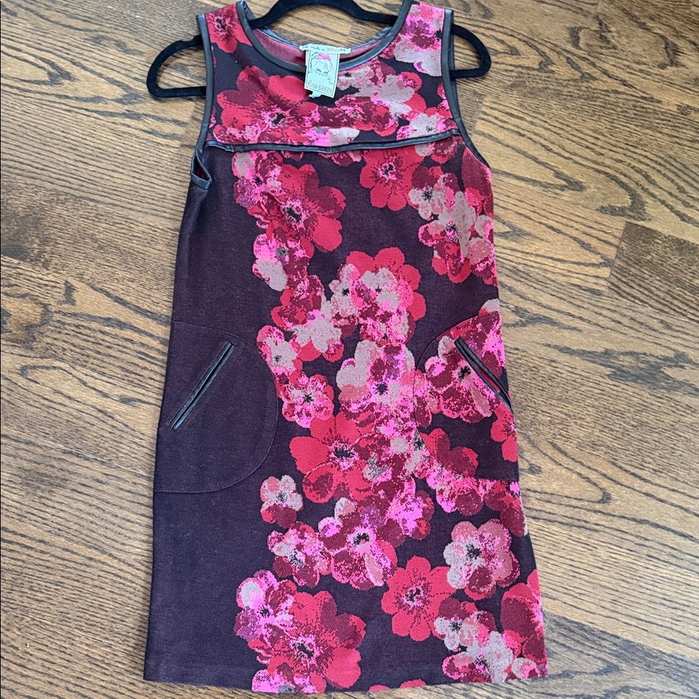 Yoana Baraschi Pink and Black Floral Dress Sz Medium